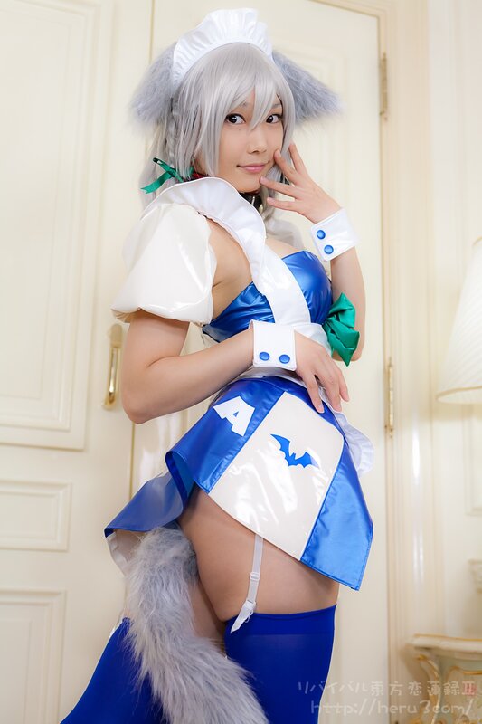 Cosplayer in Maid Outfit — Blue, Playful, Photograph, Wigs