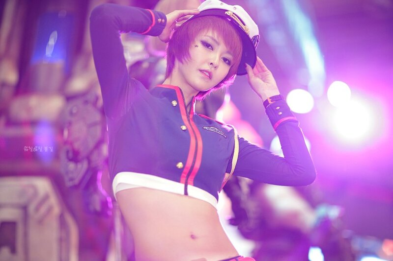 cosplayer in military-style outfit
