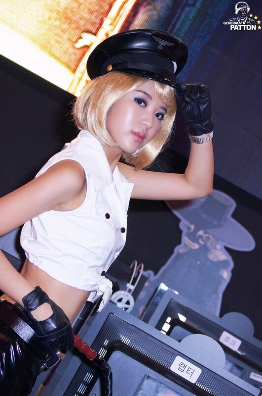cosplayer in military-style outfit