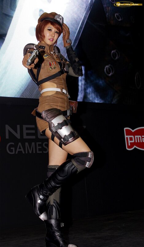 cosplayer in military-themed costume