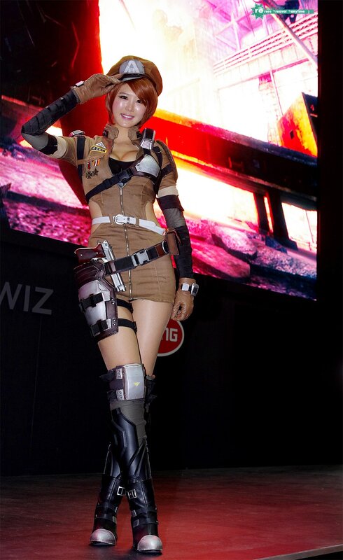 cosplayer in military-themed costume