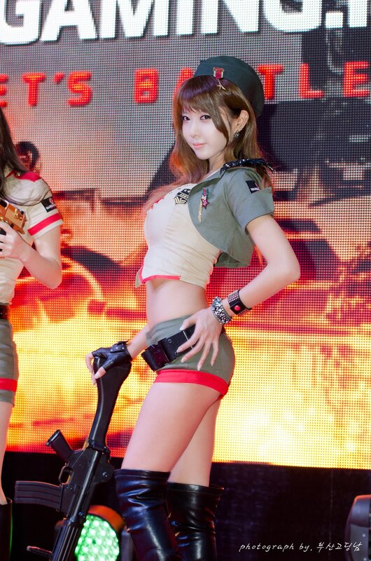 cosplayer in military-themed outfit