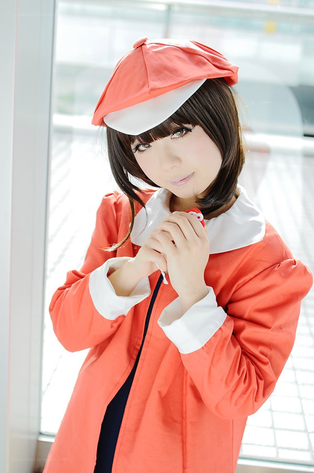 cosplayer in orange coat
