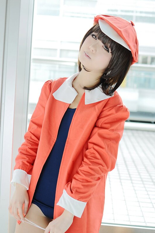 cosplayer in orange coat