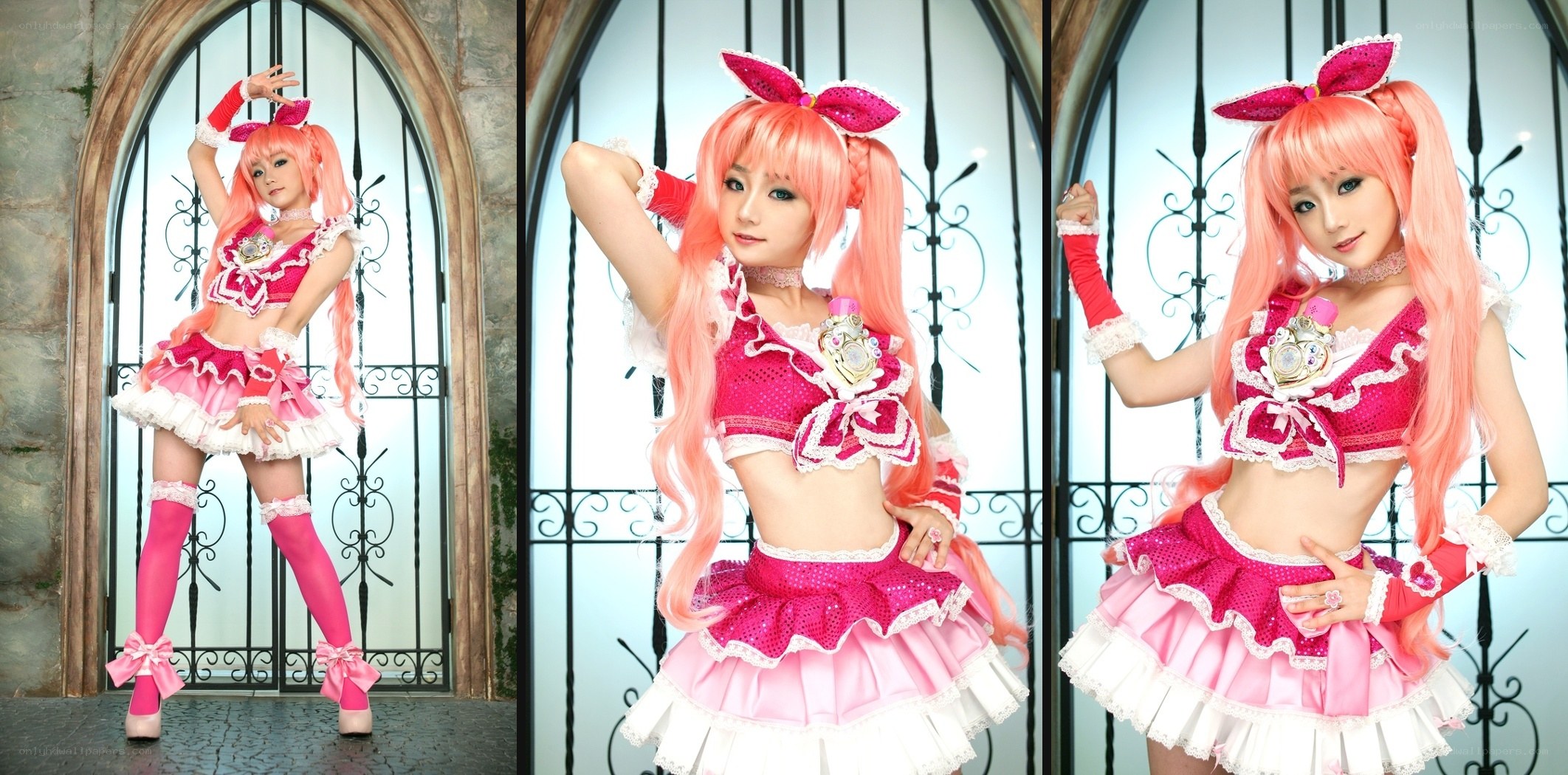 cosplayer in pink outfit