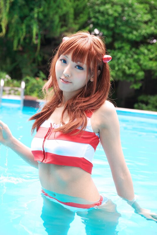 cosplayer in pool