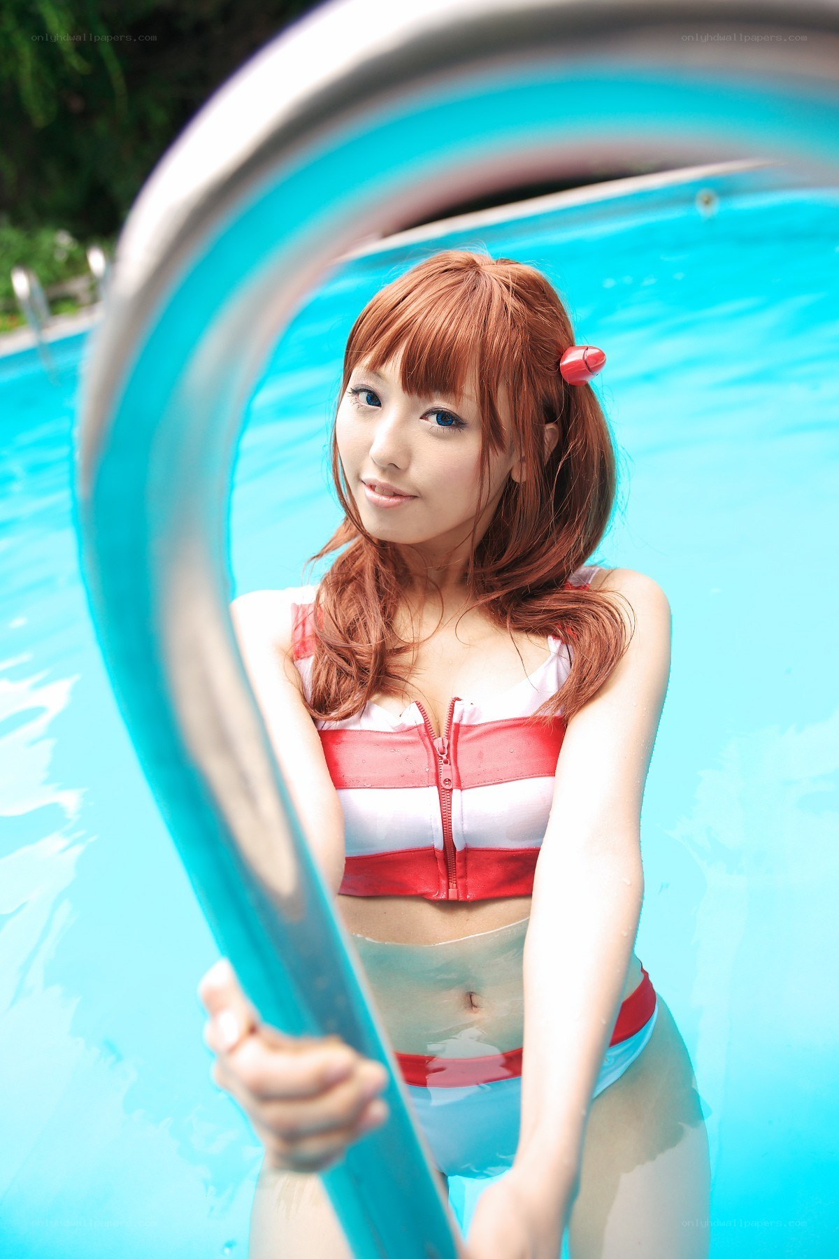 cosplayer in pool