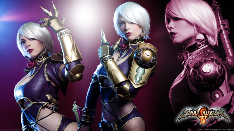 Cosplayer in Purple Armor