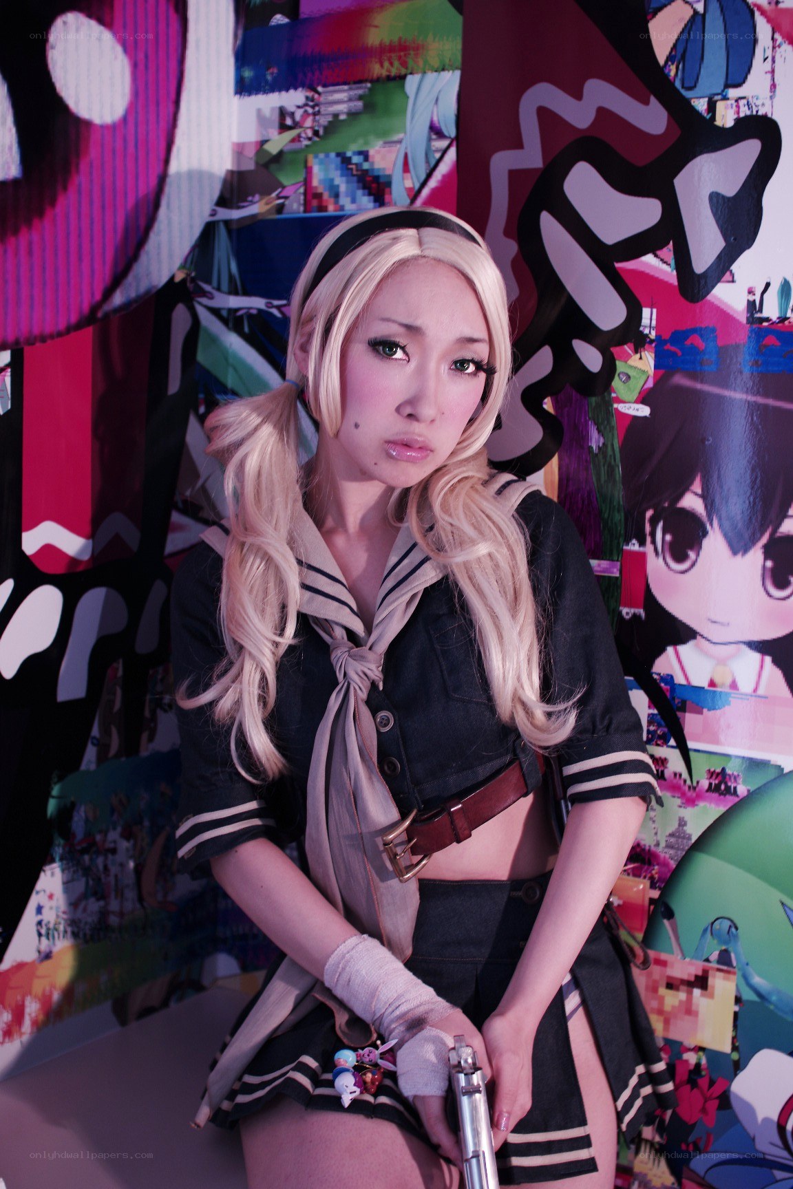 cosplayer in school uniform