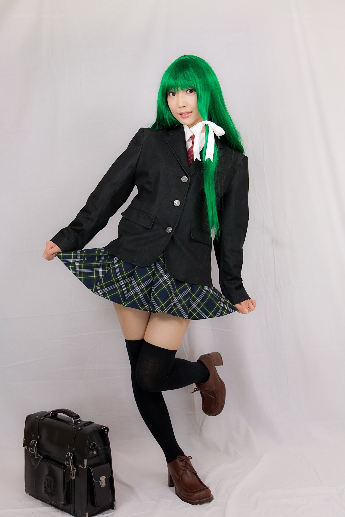 cosplayer in school uniform