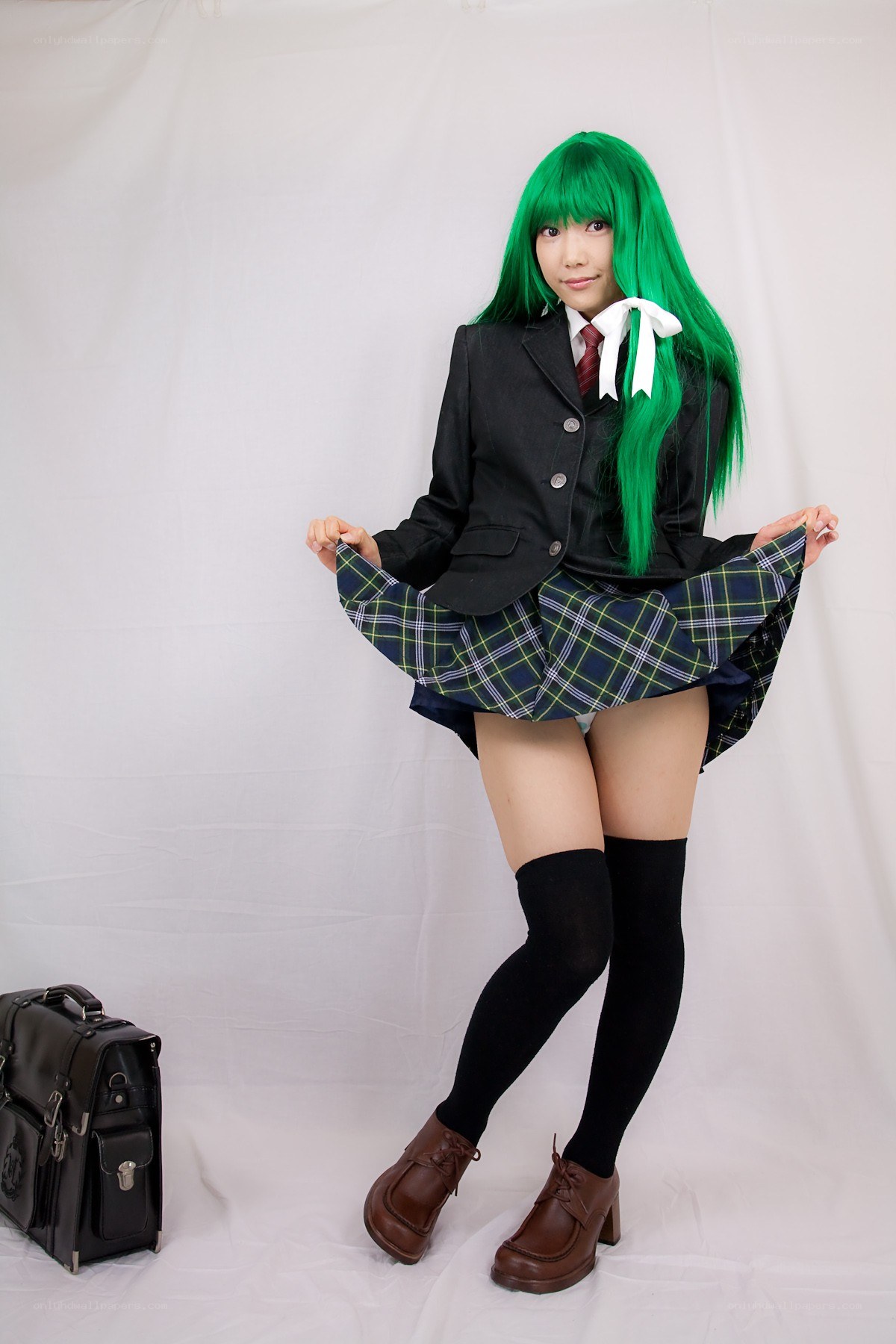cosplayer in school uniform
