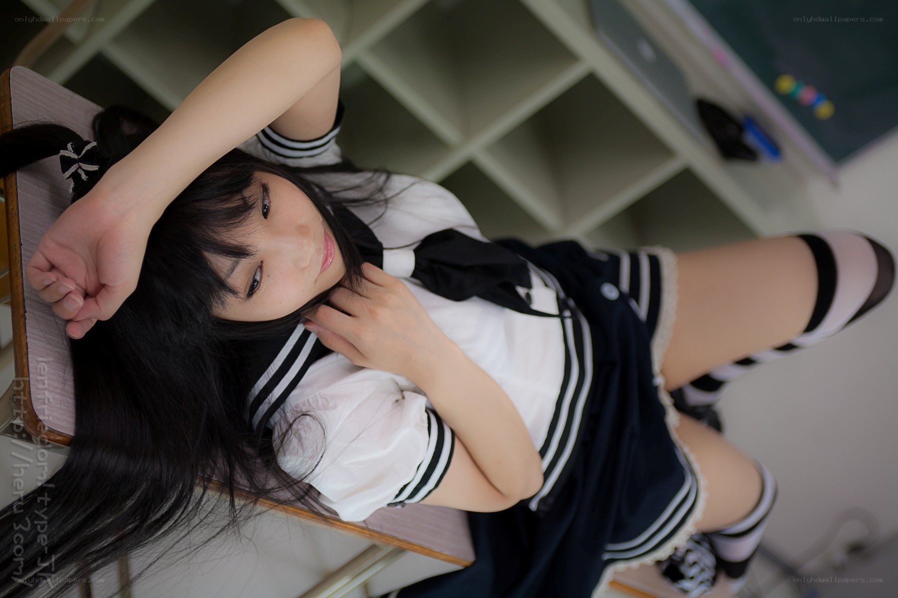 cosplayer in school uniform