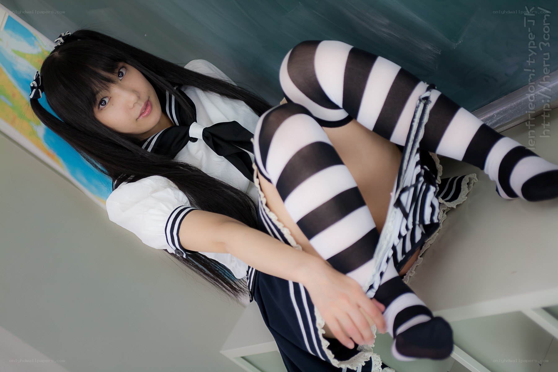 cosplayer in school uniform