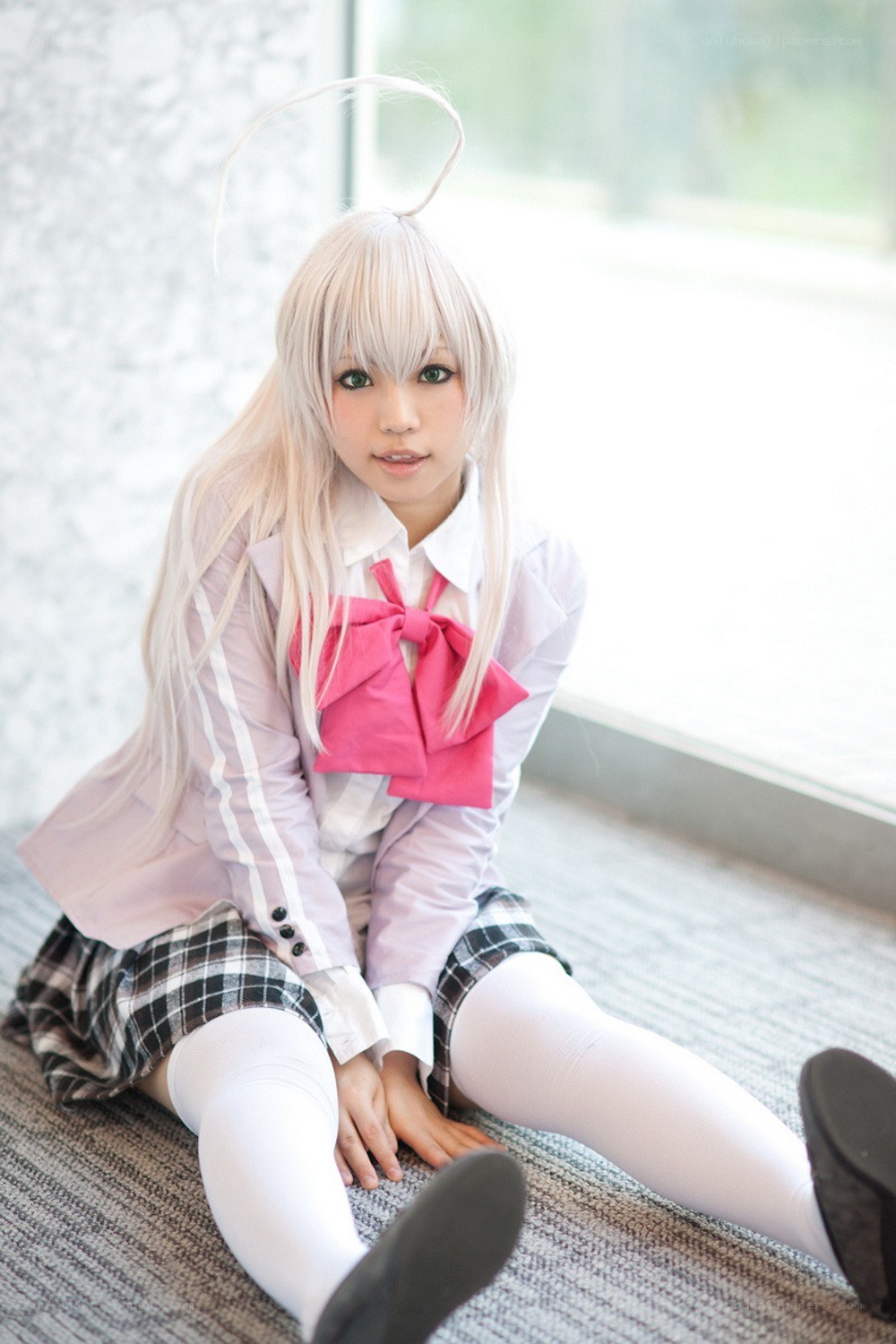 cosplayer in school uniform