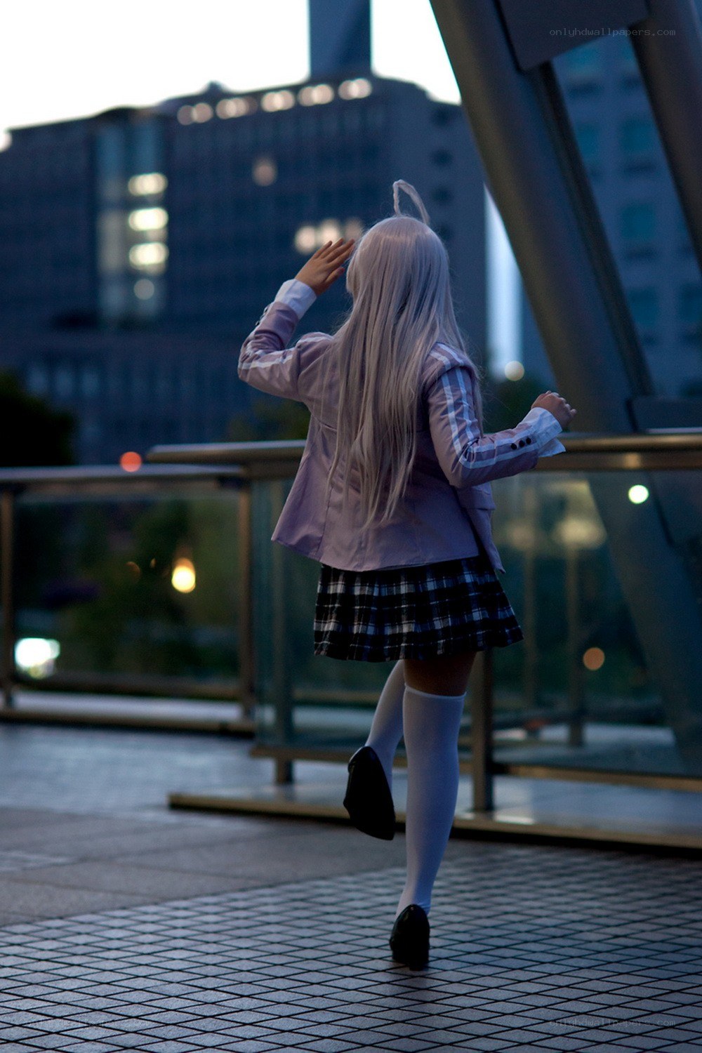 cosplayer in school uniform