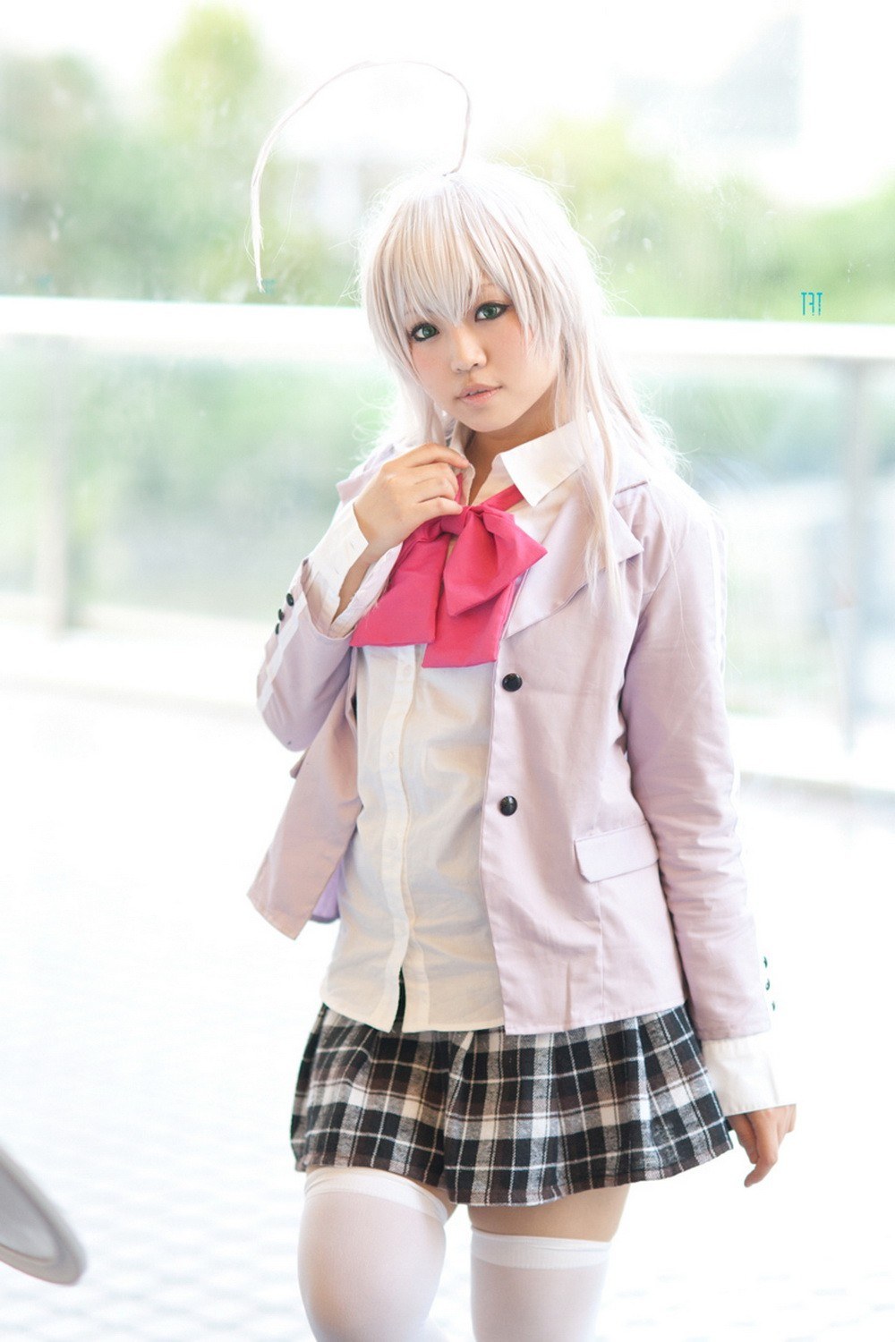 cosplayer in school uniform
