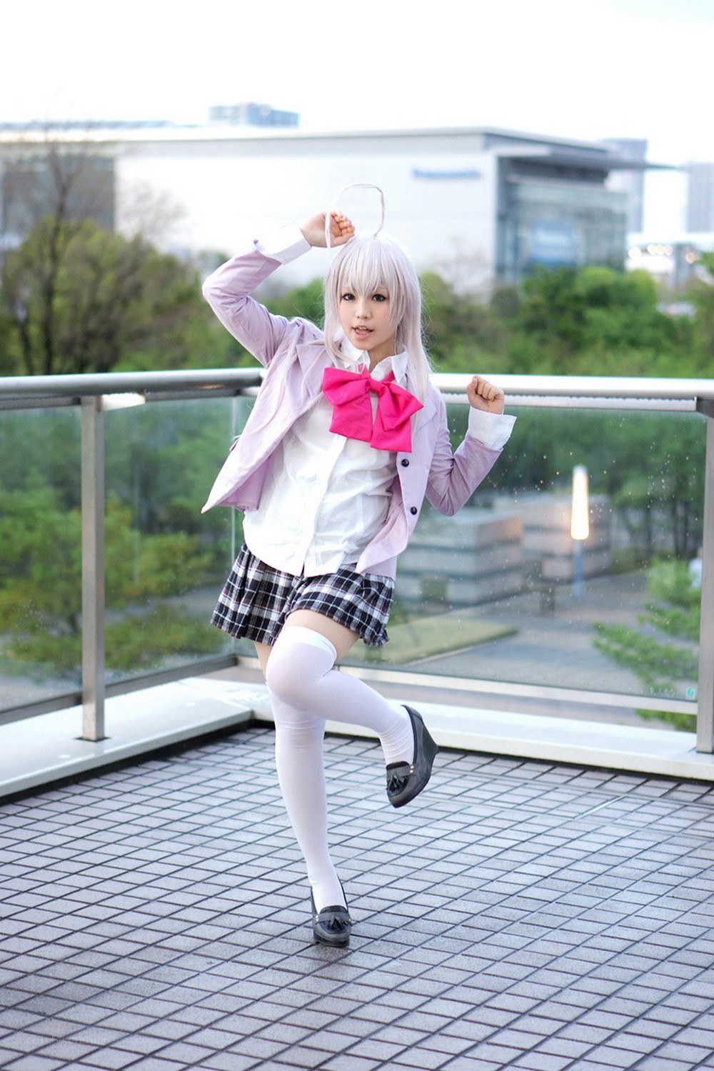 cosplayer in school uniform