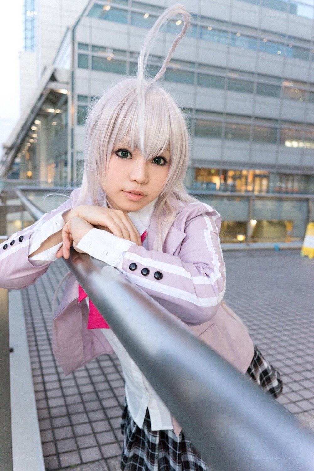 cosplayer in school uniform