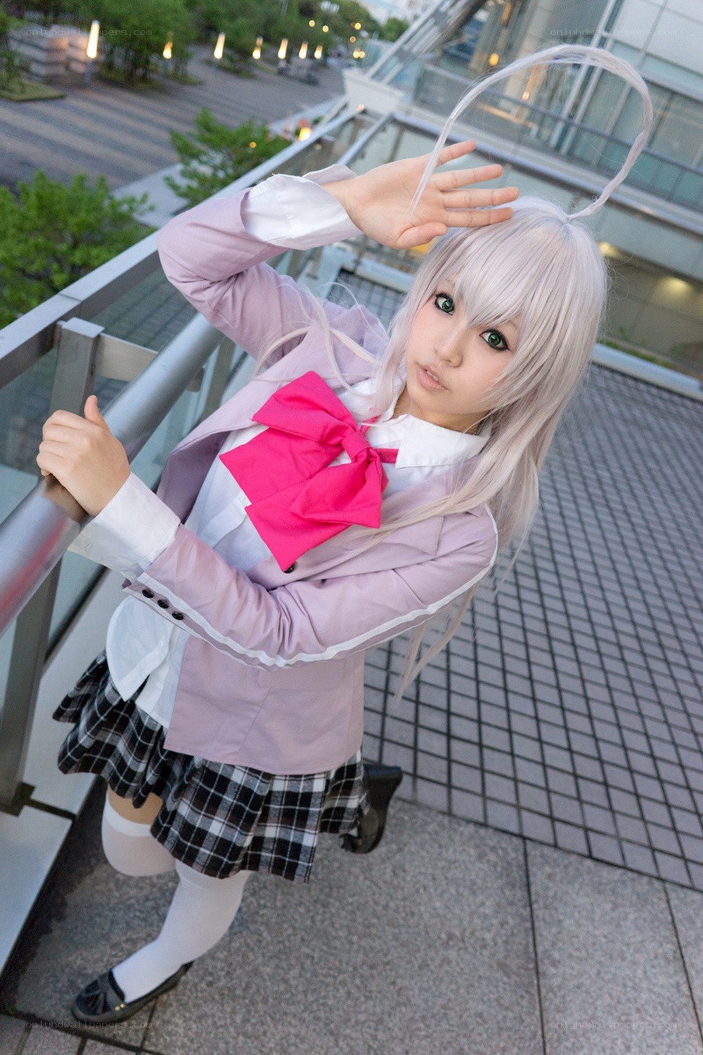 cosplayer in school uniform