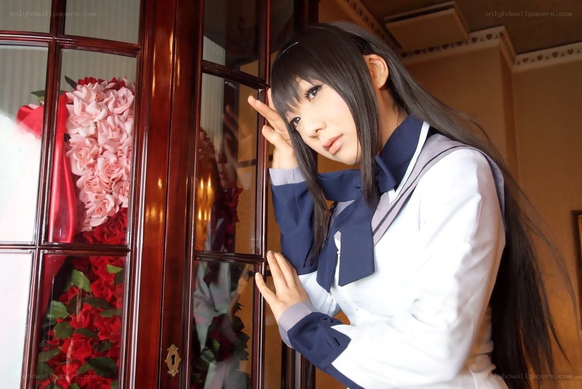 cosplayer in school uniform
