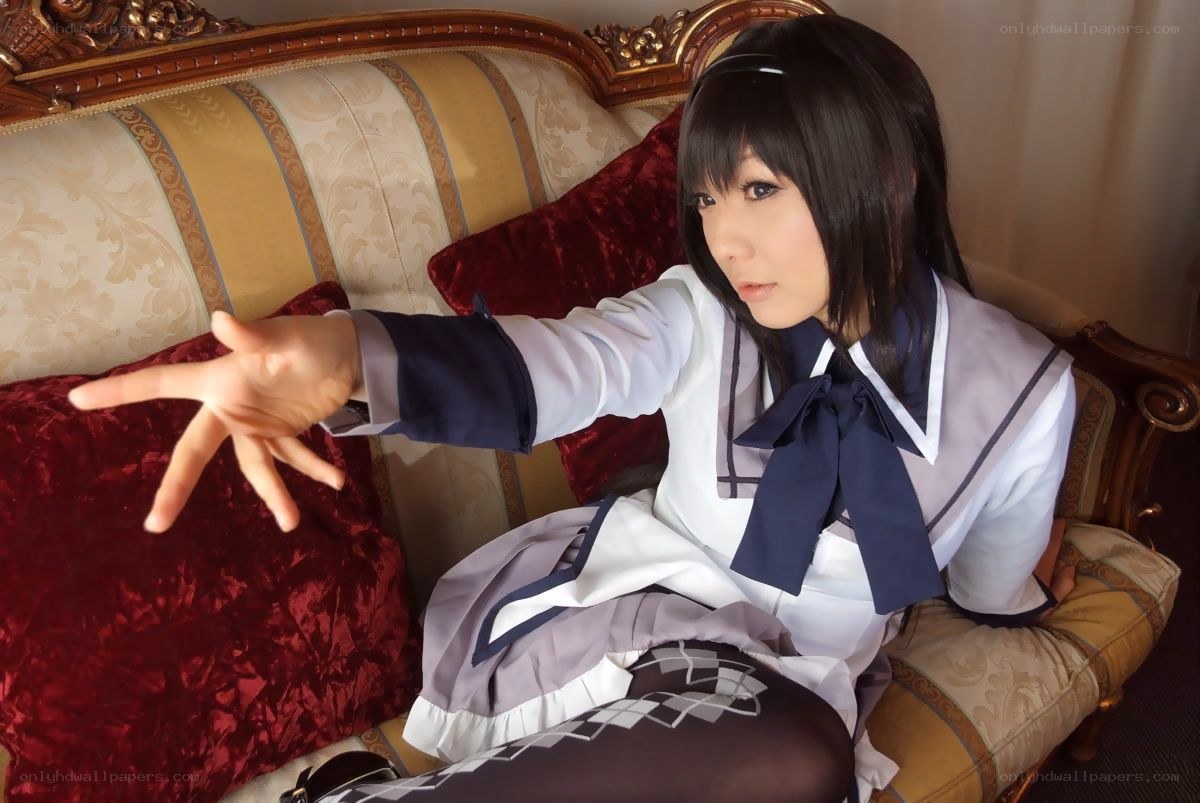 cosplayer in school uniform