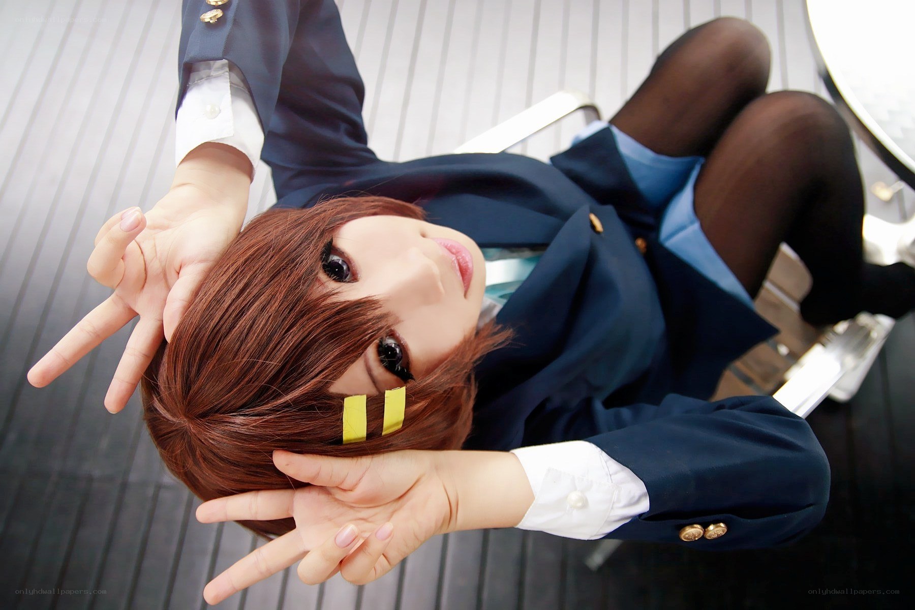cosplayer in school uniform