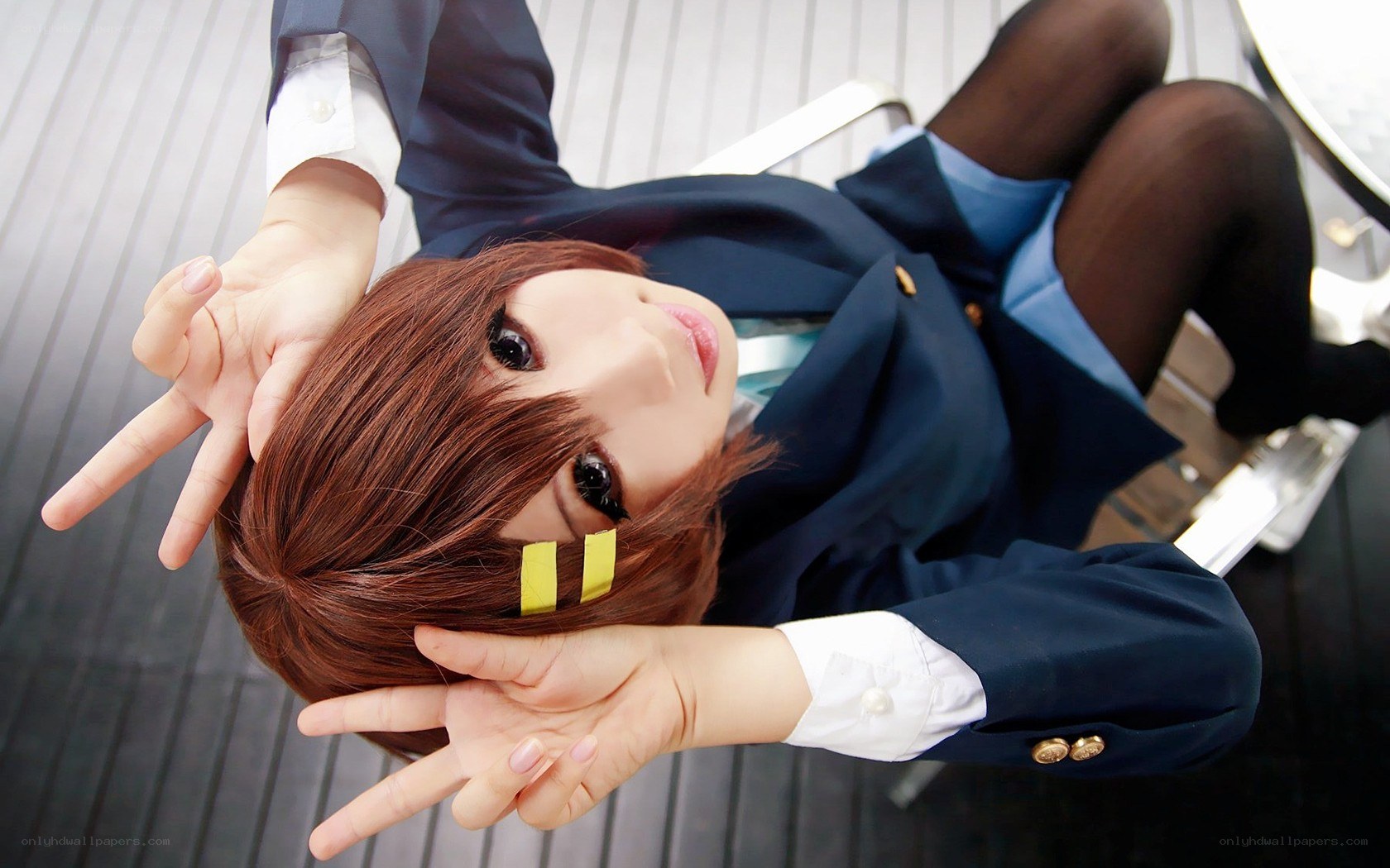 cosplayer in school uniform