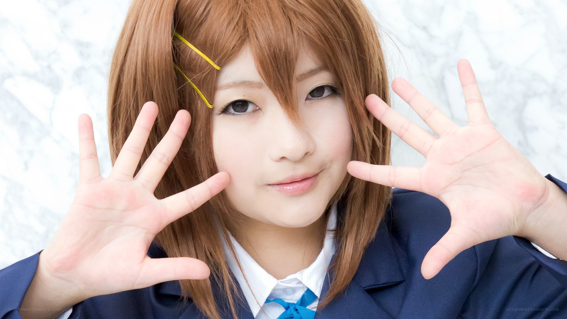 cosplayer in school uniform