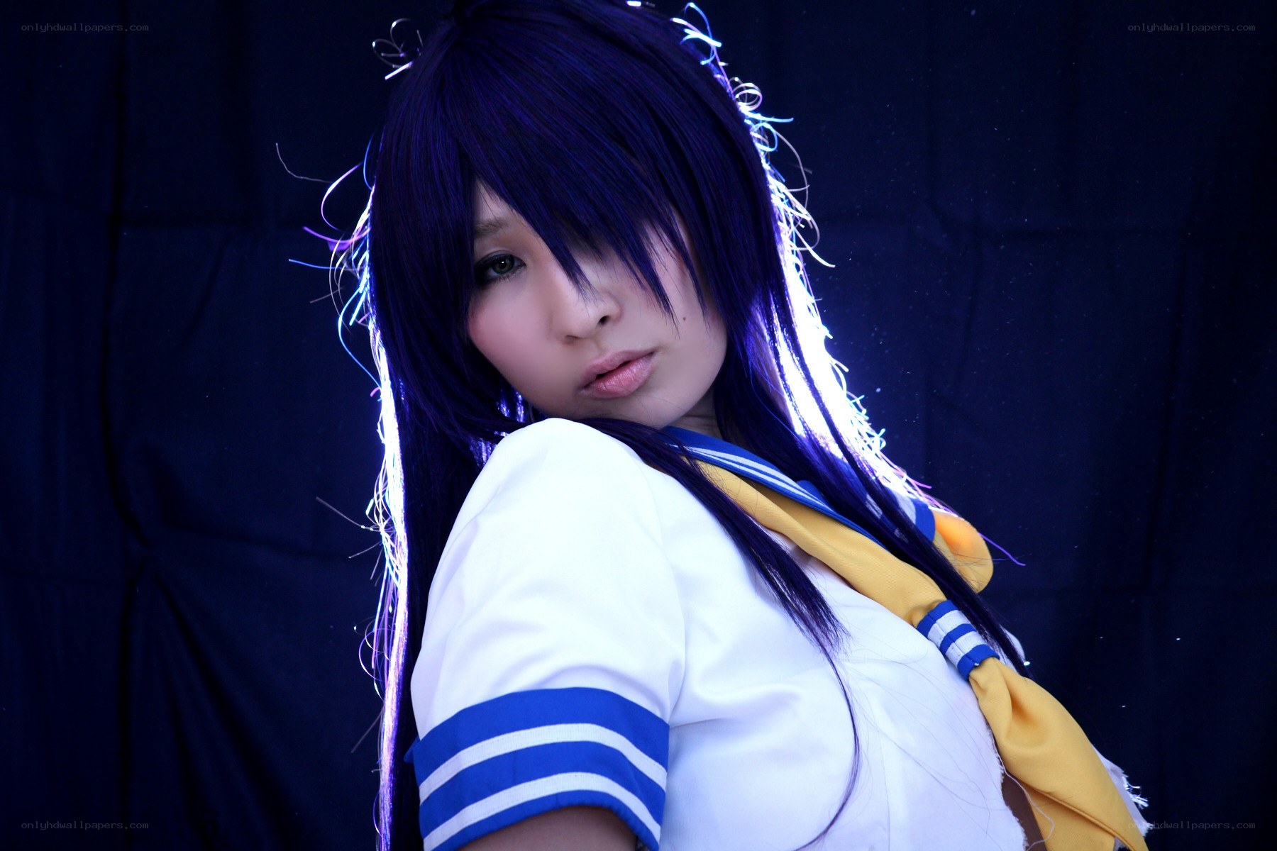 cosplayer in school uniform