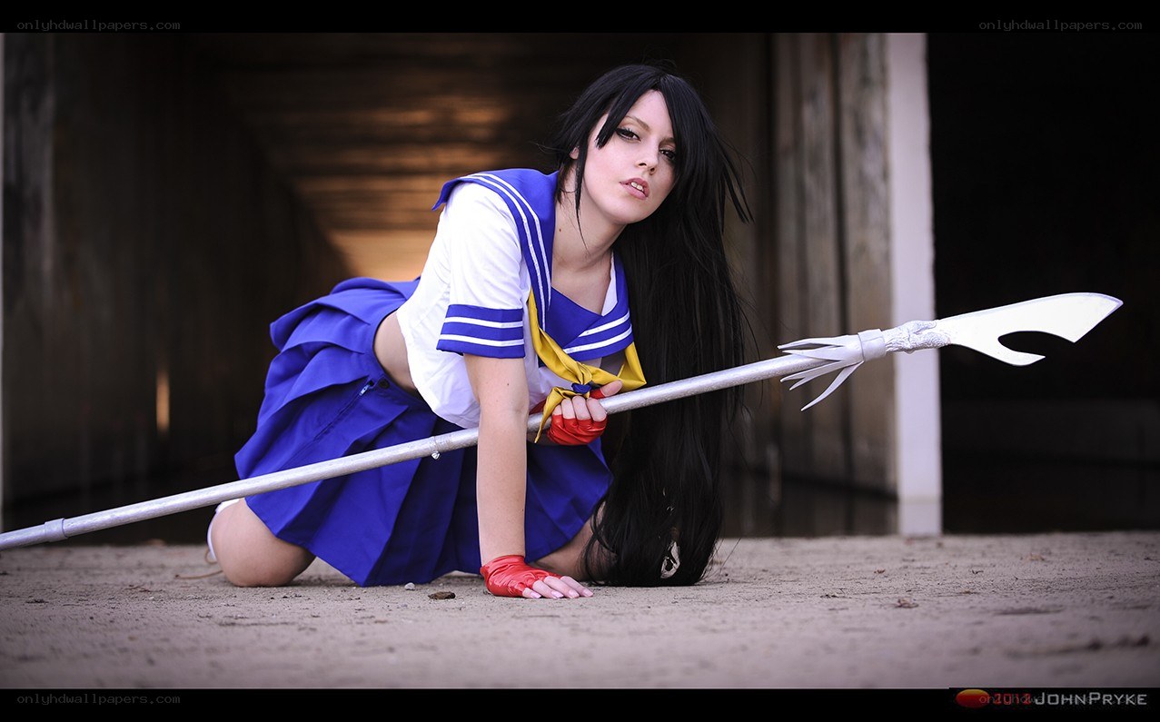 cosplayer in school uniform