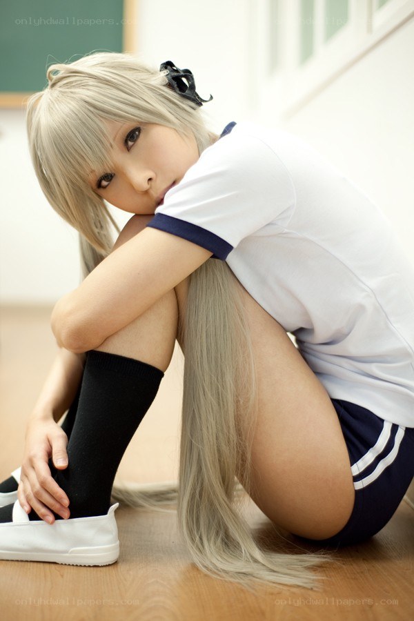 cosplayer in school uniform