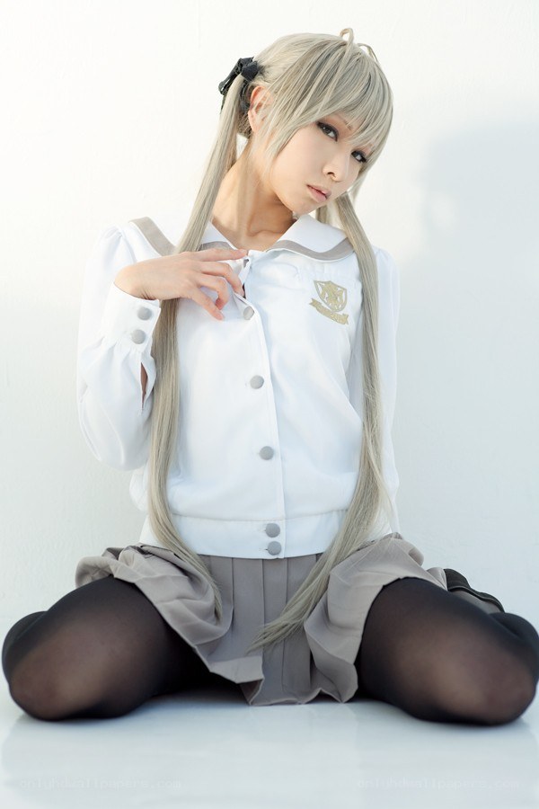 cosplayer in school uniform