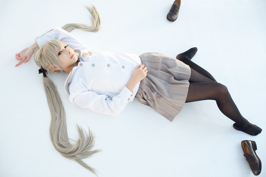 cosplayer in school uniform