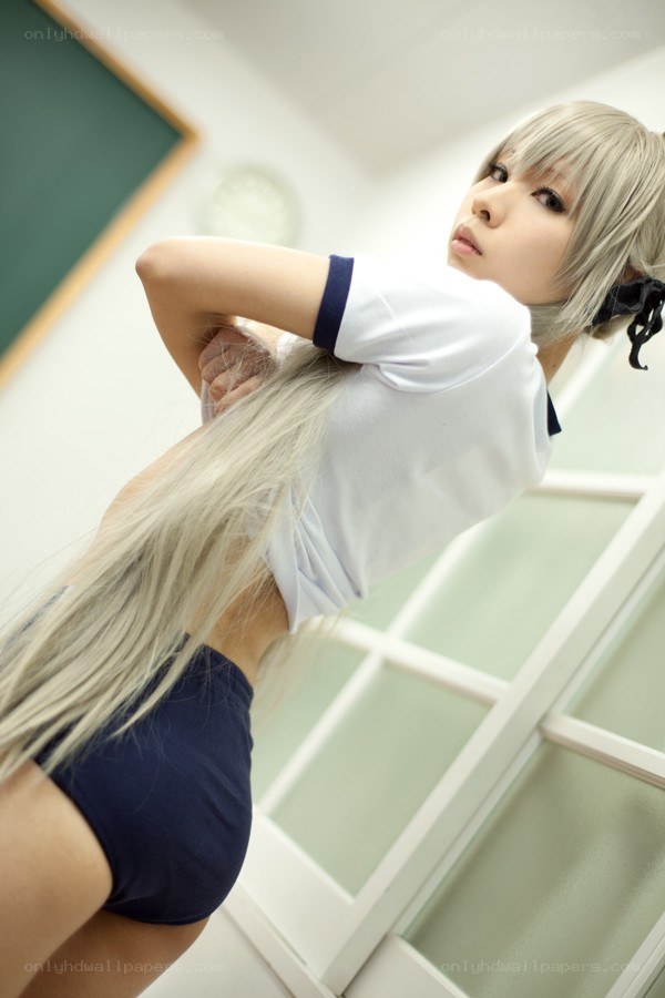 cosplayer in school uniform