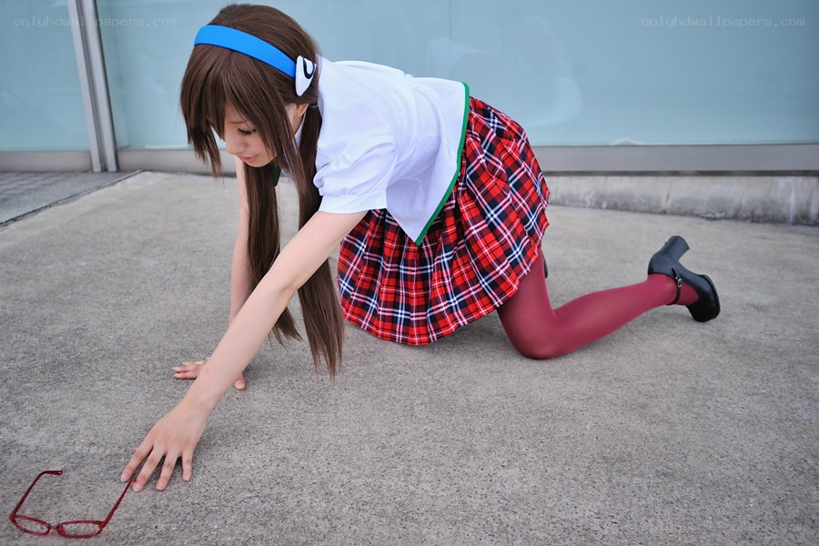 cosplayer in school uniform