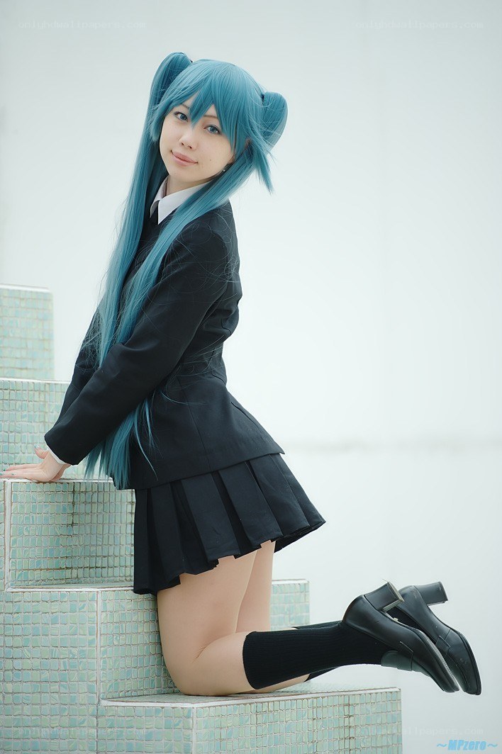 cosplayer in school uniform