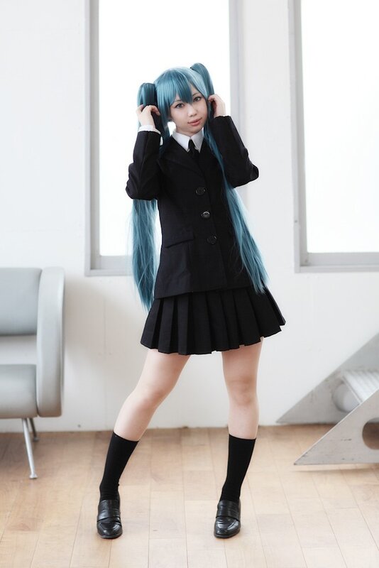 cosplayer in school uniform
