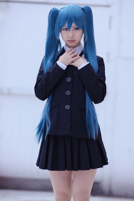 cosplayer in school uniform