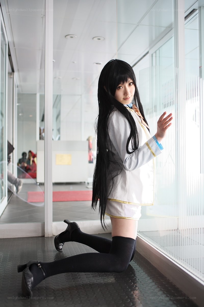 cosplayer in school uniform