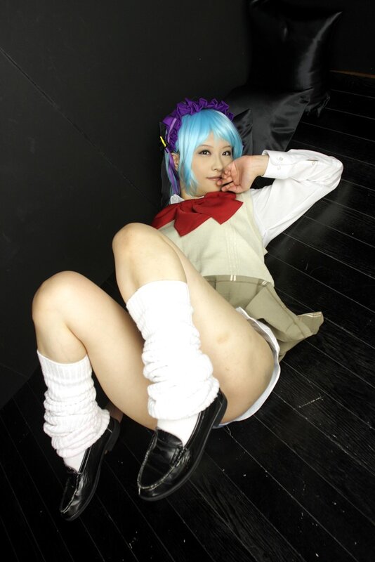 cosplayer in school uniform