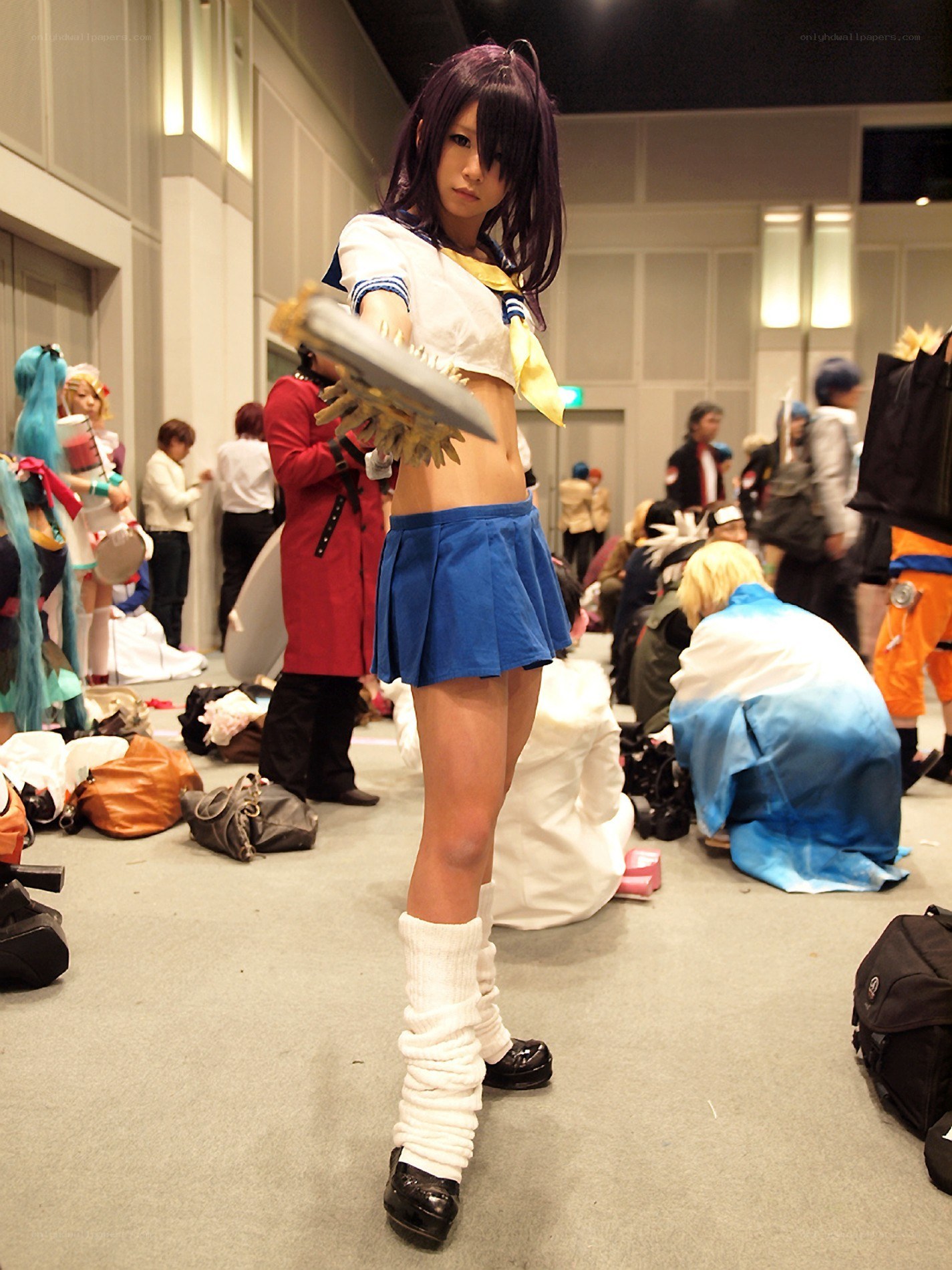 Cosplayer in school uniform