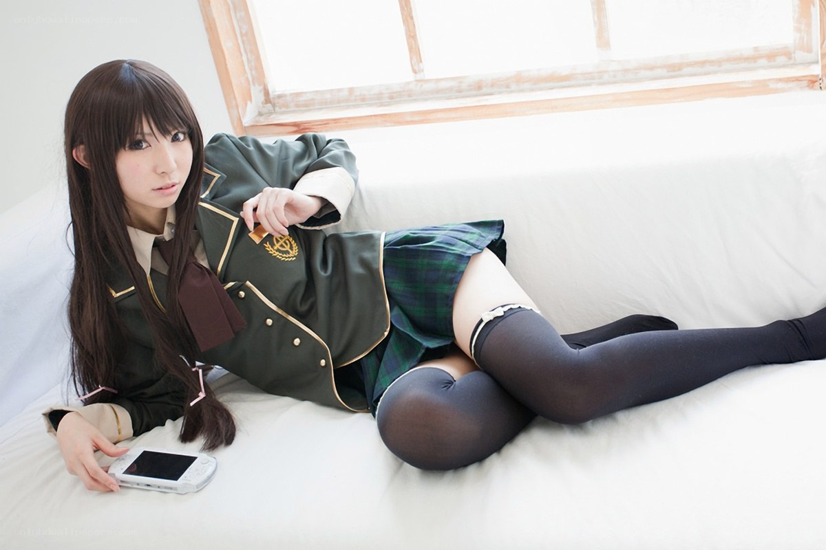 cosplayer in school uniform