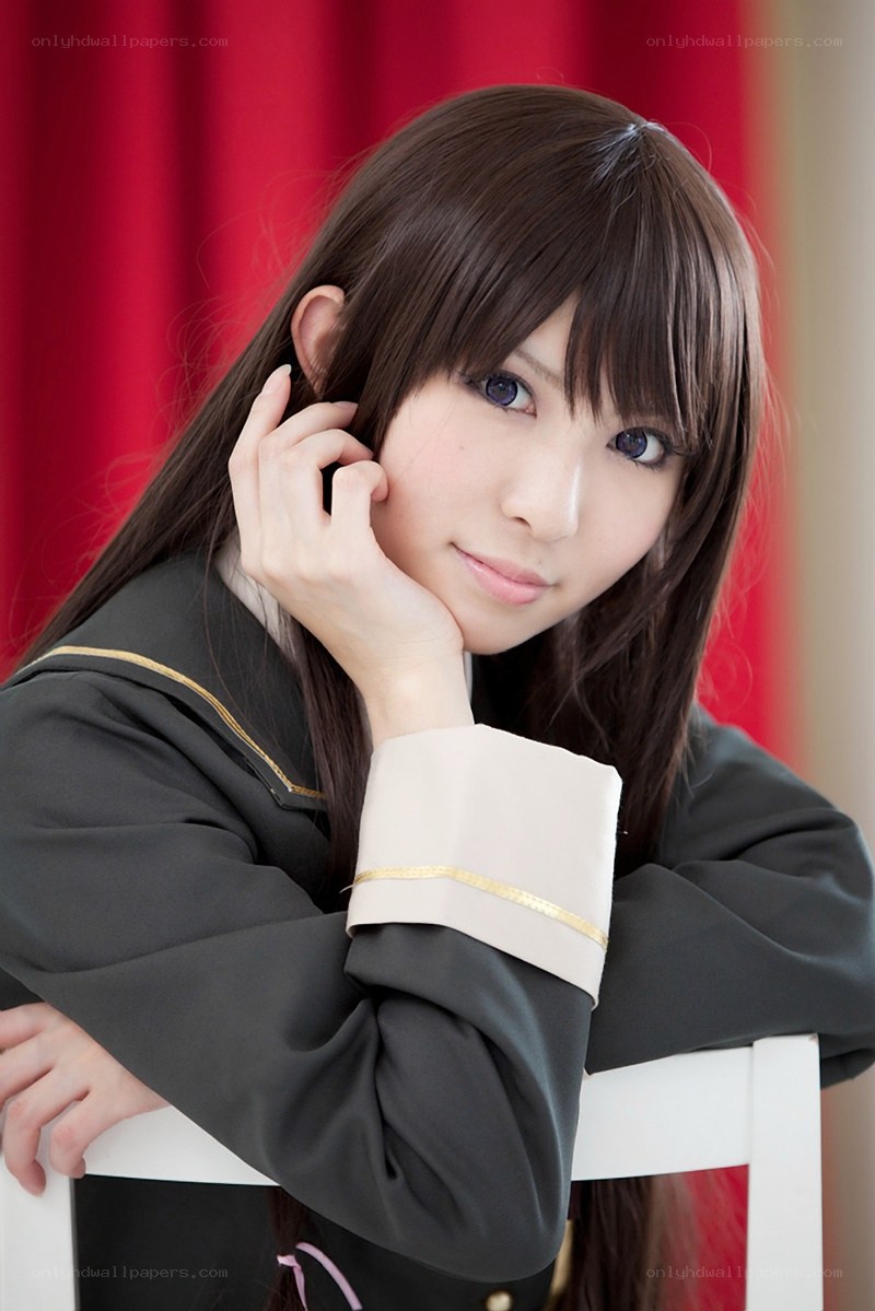 cosplayer in school uniform