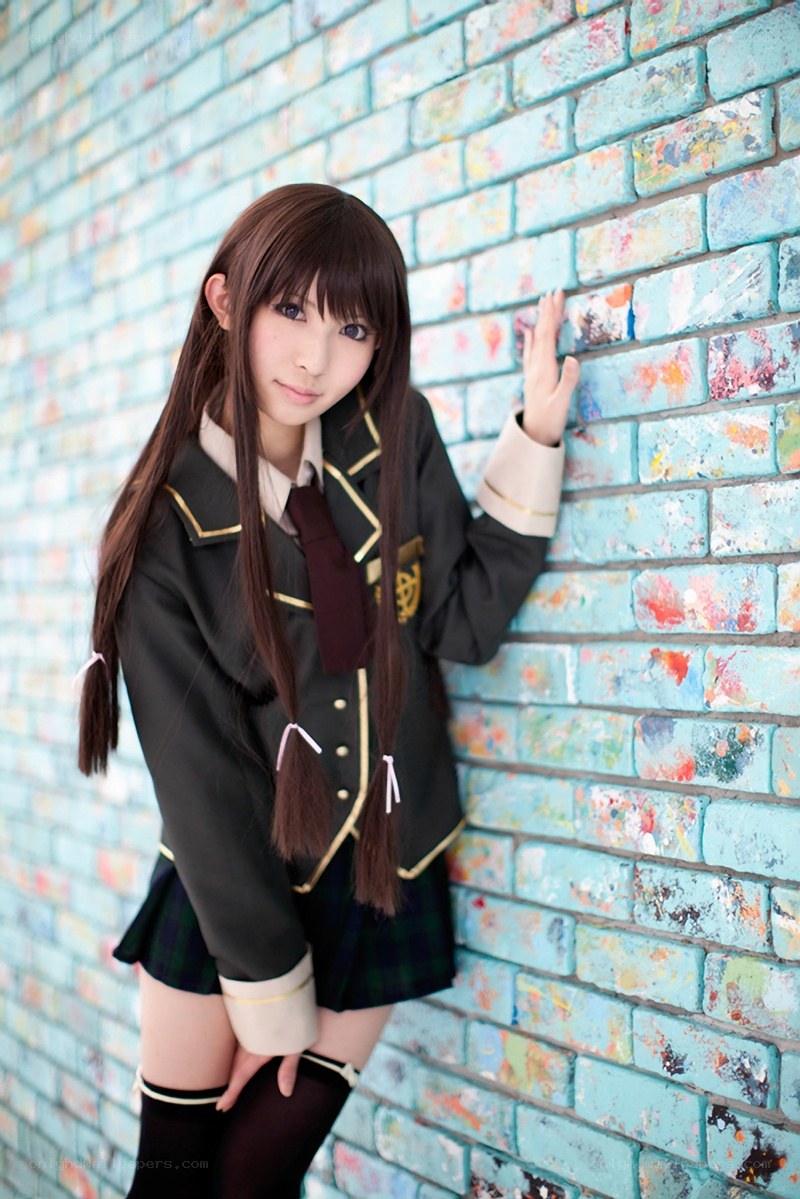 cosplayer in school uniform