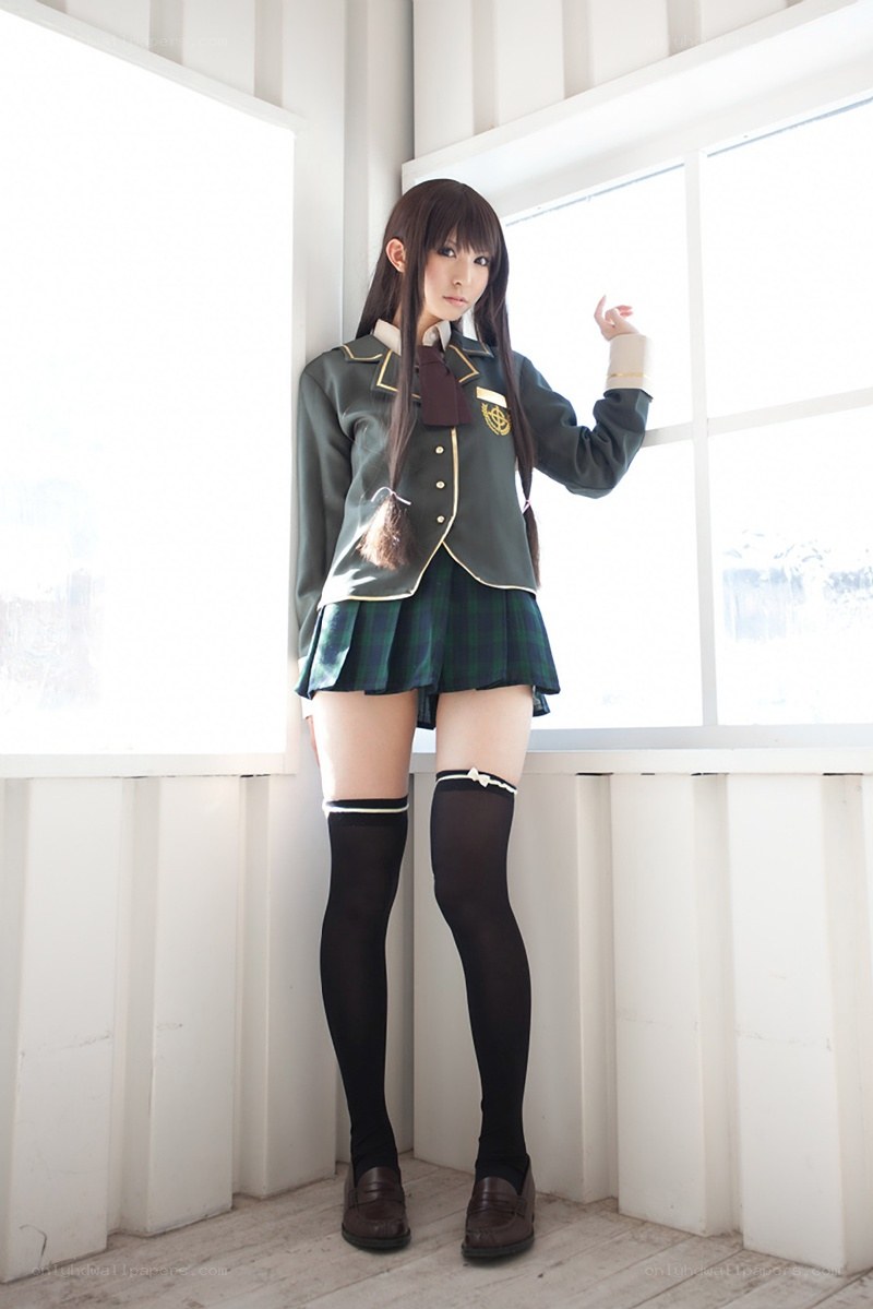 cosplayer in school uniform