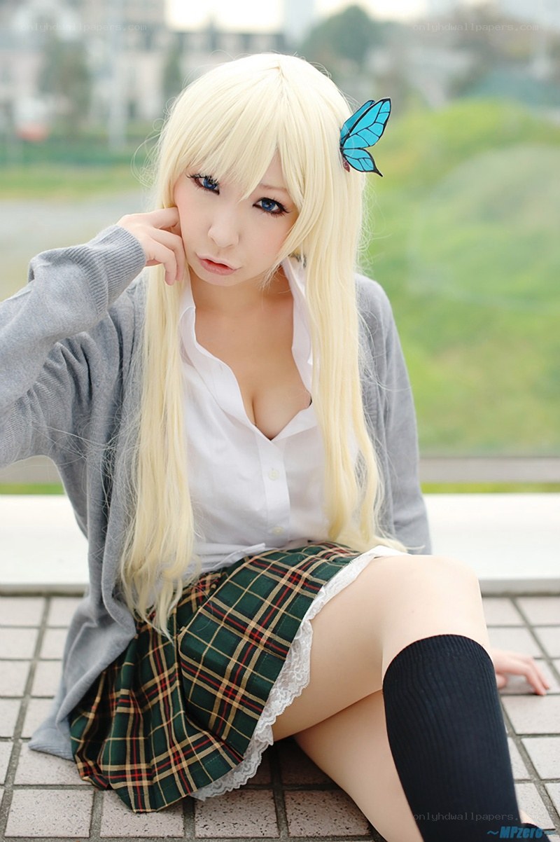 cosplayer in school uniform