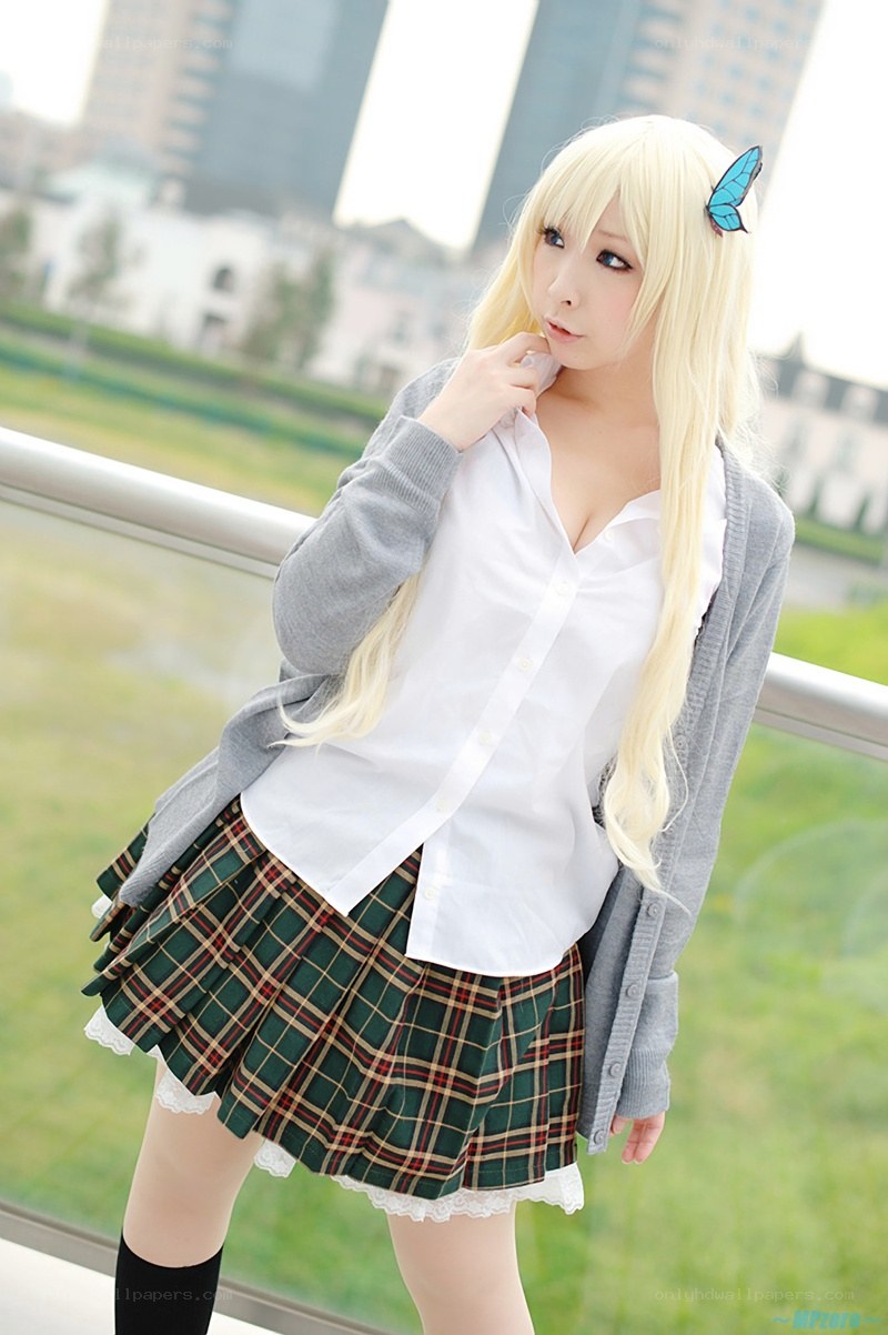 cosplayer in school uniform