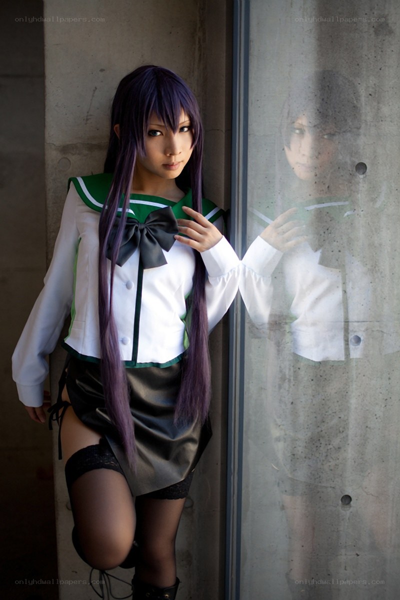 cosplayer in school uniform