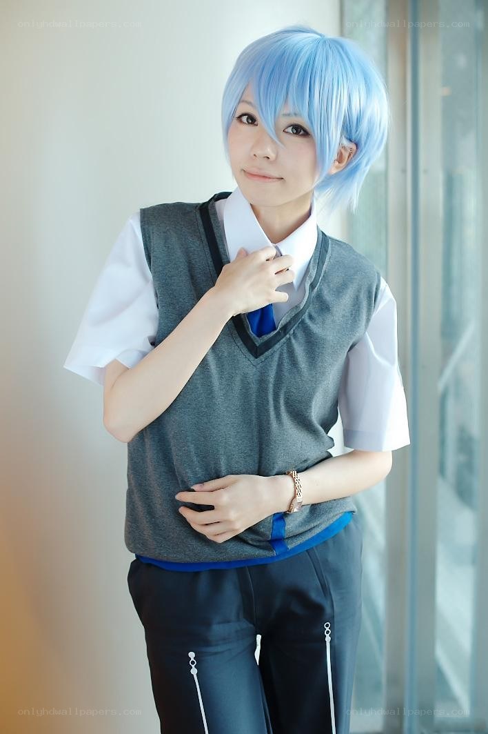 cosplayer in school uniform