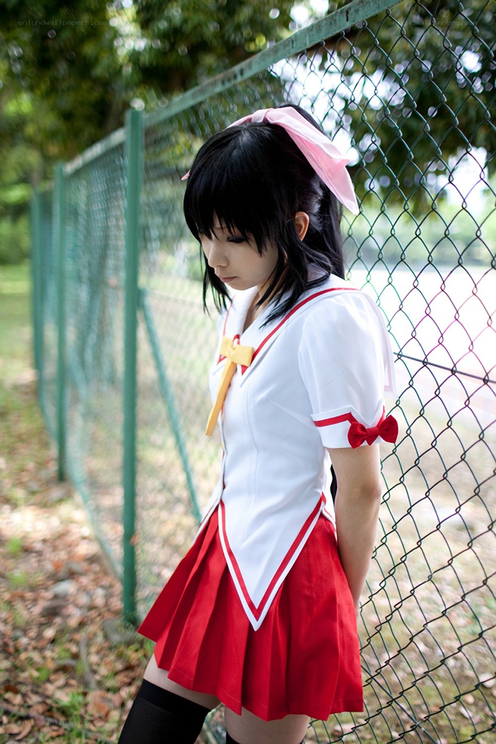 cosplayer in school uniform